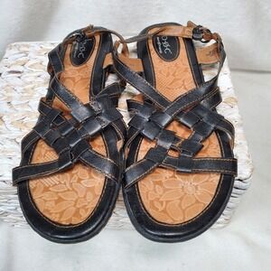 BOC Born Concept Sandals Womens 10 M Slingback Black Faux Leather Casual Comfort
